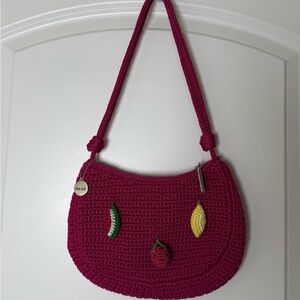 The Sak knitted  fruit charm purse